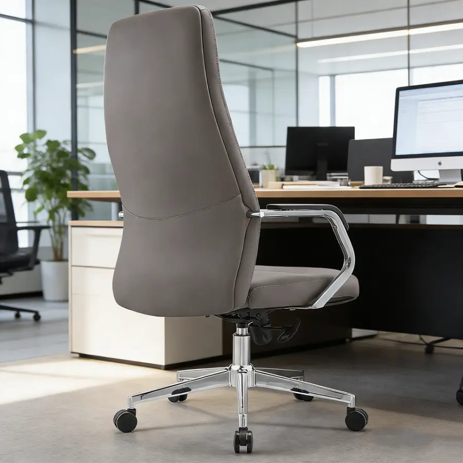 Modern Executive Business Luxury Ergonomic Design Durable Sturdy Comfortable Reclining Adjustable Cowhide Leather Office Chair — image 6
