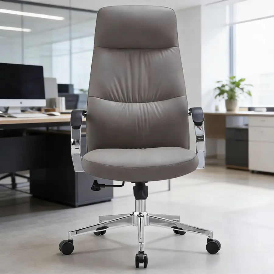 Modern Executive Business Luxury Ergonomic Design Durable Sturdy Comfortable Reclining Adjustable Cowhide Leather Office Chair — image 7