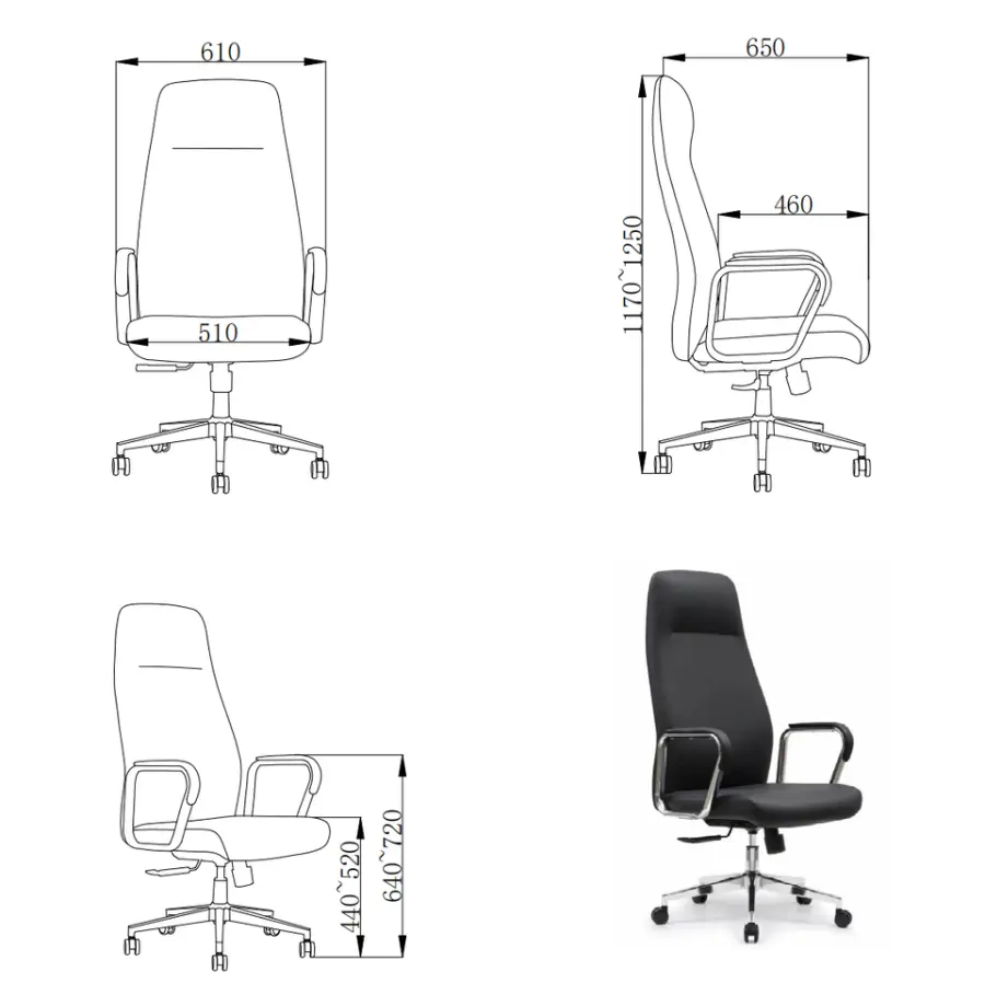 Modern Design High Back Boss Leather Chair Aluminum Armrest High Quality — image 6