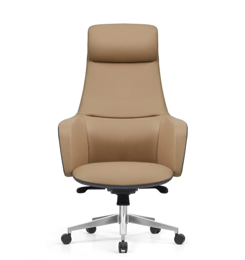 Factory Direct Executive Leather Office Chair with 60 Density Foam, Chrome Gas Lift and Luxury Locking Mechanism — view 1