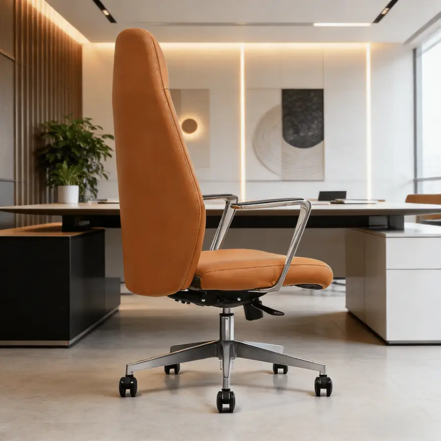 Y006A High Back Ergonomic Swivel Reclining Leather Height Adjustable Modern Office Chair Adjustable Armrest for Hotel Office Use — image 4