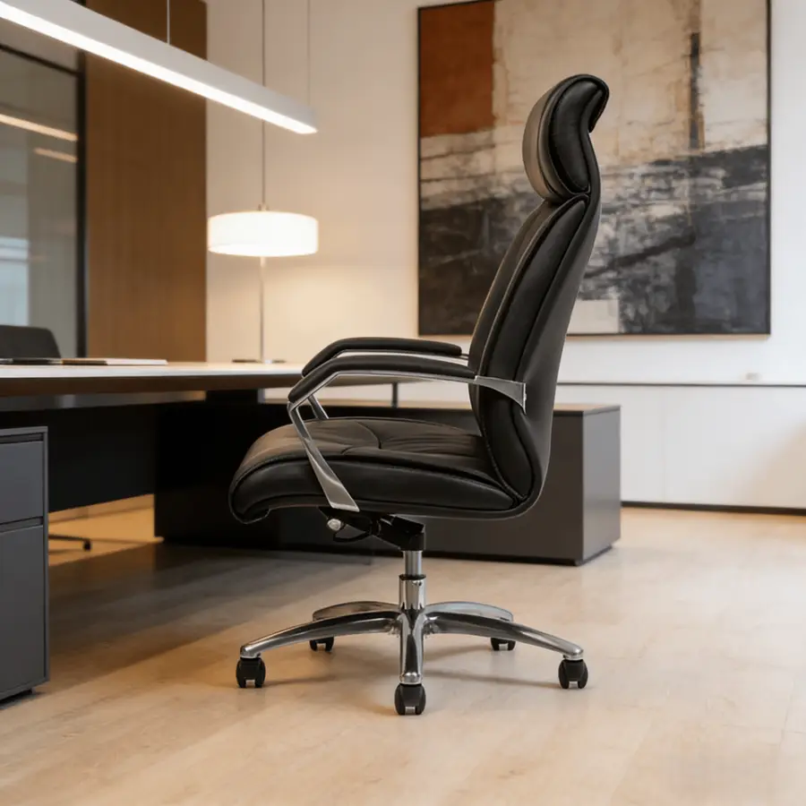 Y012A High Back Ergonomic Swivel Reclining Leather Height Adjustable Adjustable Armrest Modern Office Chair for Hotel Office Use — image 4
