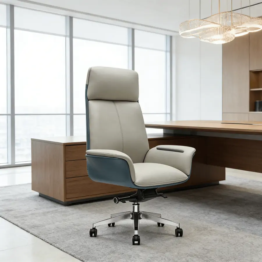 Y020A High Back Ergonomic Swivel Reclining Leather Height Adjustable Modern Office Chair for Hotel and Office Use — view 1