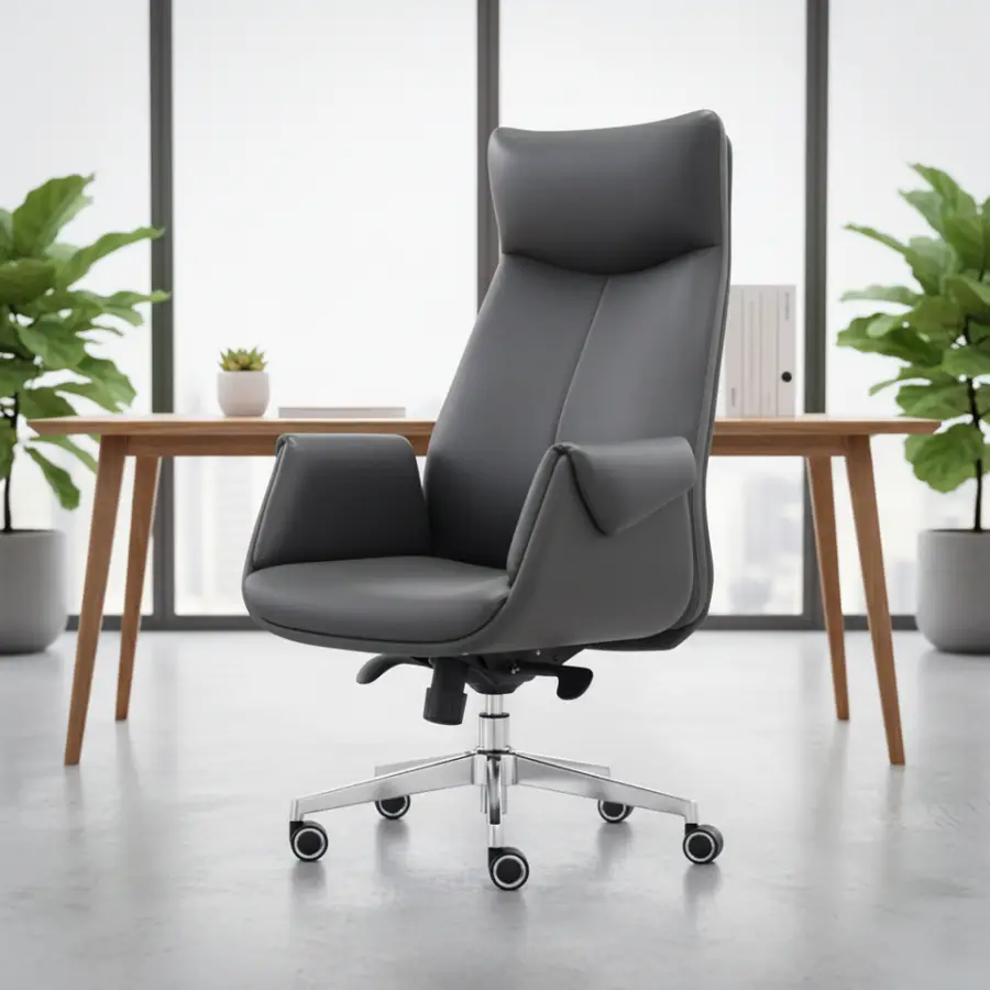Heavy Duty PU Leather Executive Office Chair with Extra Wide Seat, Durable Metal Base Swivel Manager Chair — view 1