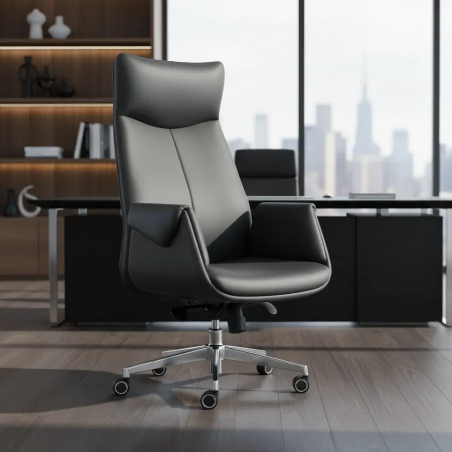 Heavy Duty PU Leather Executive Office Chair with Extra Wide Seat, Durable Metal Base Swivel Manager Chair — image 6