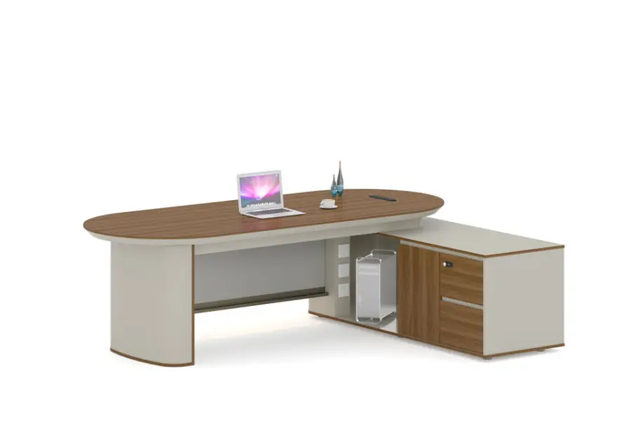 Executive Desk Cabinet Storage Shelves Modern Rust/Scratch Resistant PVC Office Furniture for Home Business Use — image 6