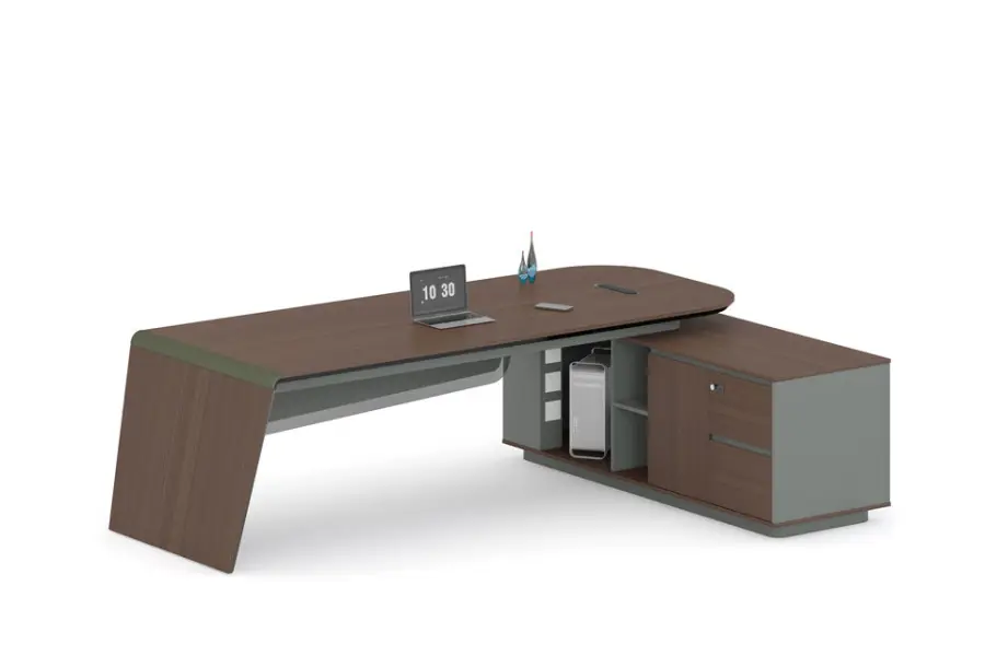 Executive Office Desk PVC Frame Contemporary Modern Design Rust Scratch Resistant Box Drawer Storage Office Office Building — image 5