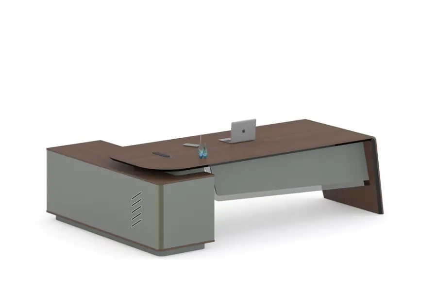 Executive Office Desk PVC Frame Contemporary Modern Design Rust Scratch Resistant Box Drawer Storage Office Office Building — image 6