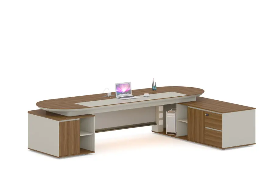 High- End Modern Executive Desk Office Furniture Commercial Large Boss Table with Drawer Storage — image 2