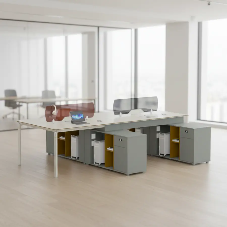 Executive Coffee Desk PVC Frame Contemporary Modern Design Rust Scratch Resistant Box Drawer Storage Office Office Build — view 1