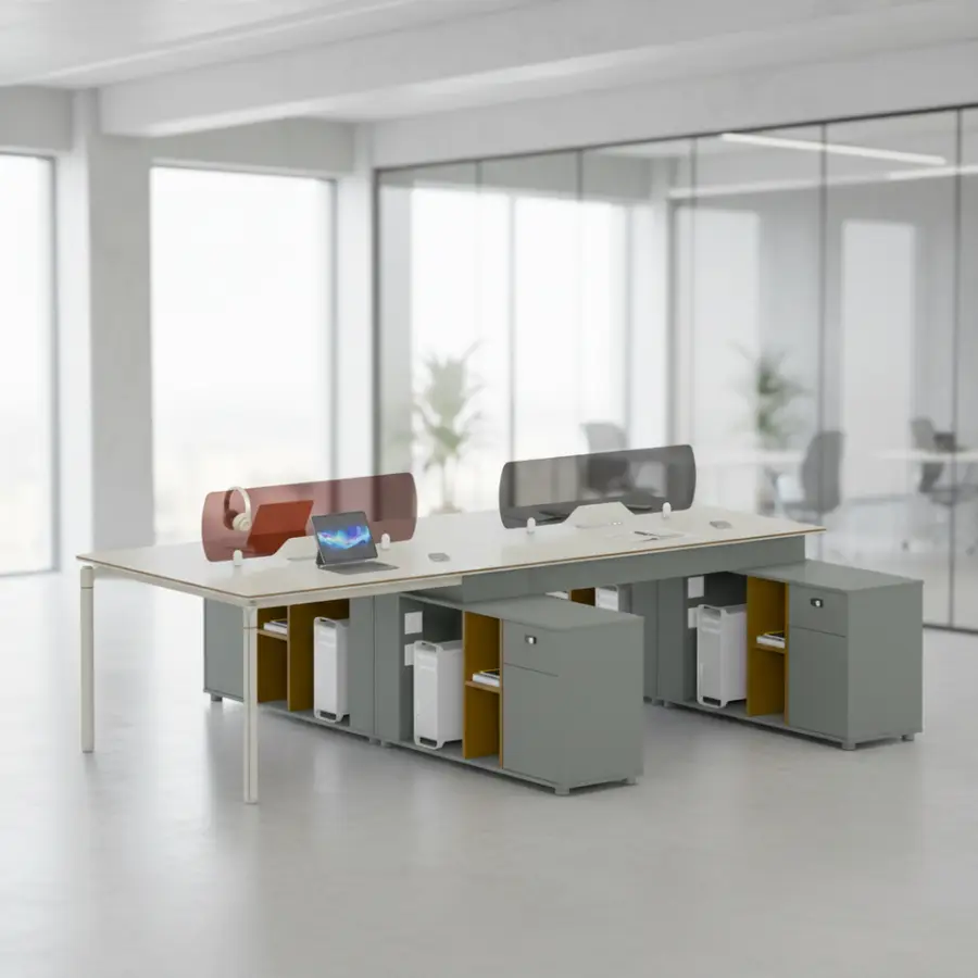 Executive Coffee Desk PVC Frame Contemporary Modern Design Rust Scratch Resistant Box Drawer Storage Office Office Building — image 3