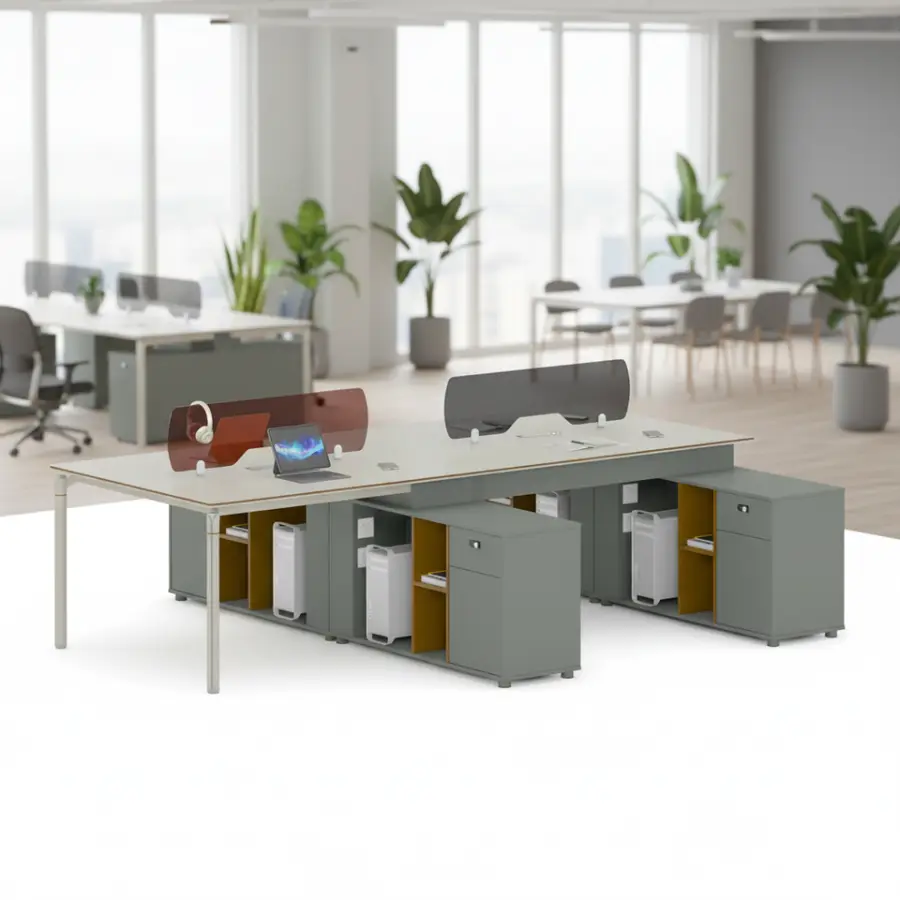 Executive Coffee Desk PVC Frame Contemporary Modern Design Rust Scratch Resistant Box Drawer Storage Office Office Building — image 4