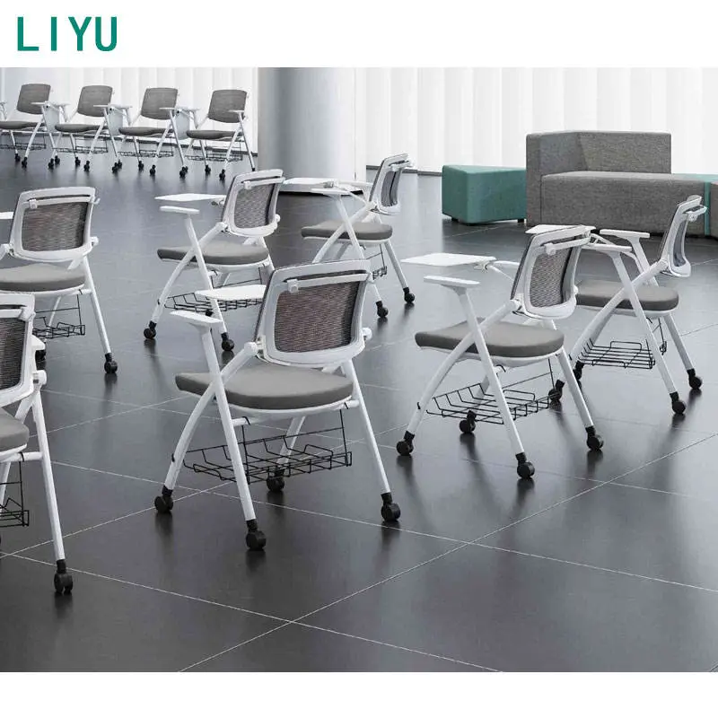 LIYU High-Density Mesh Folding Training Chair with Writing Tablet and Storage Basket Mobile Nesting Chair for School Lec — view 5