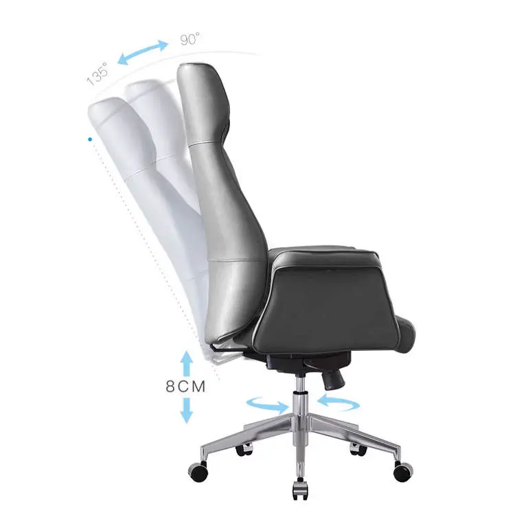 Liyu Furniture Italian Style Design High Back Boss Swivel Revolving CEO Leather Chair Ergonomic Office Chair — image 6