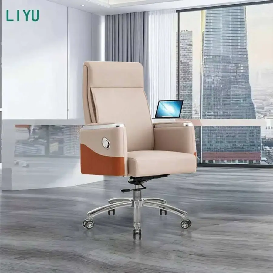 LIYU Luxury High Back Leather Executive Office Chair Reclining Heavy Duty Ergonomic Swivel Manager Computer Conference Chair — image 3