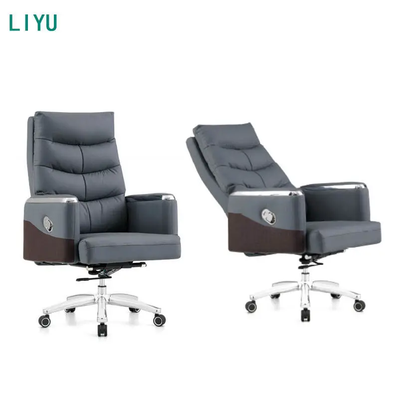 LIYU Luxury High Back Leather Executive Office Chair Reclining Heavy Duty Ergonomic Swivel Manager Computer Conference Chair — image 4