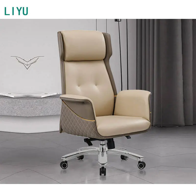 Liyu Manager Adjustable Modern Chairs Comfortable Cheap Furniture Swivel boss Luxury Executive Ergonomic Leather Office Chair — image 3