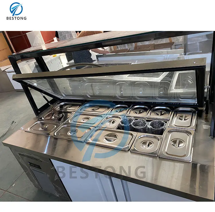 Single-Temperature Salad Pizza Prep Table Fridge Counter Salad Bar Refrigeration Equipment with Air Cooling Discount Sal — view 4