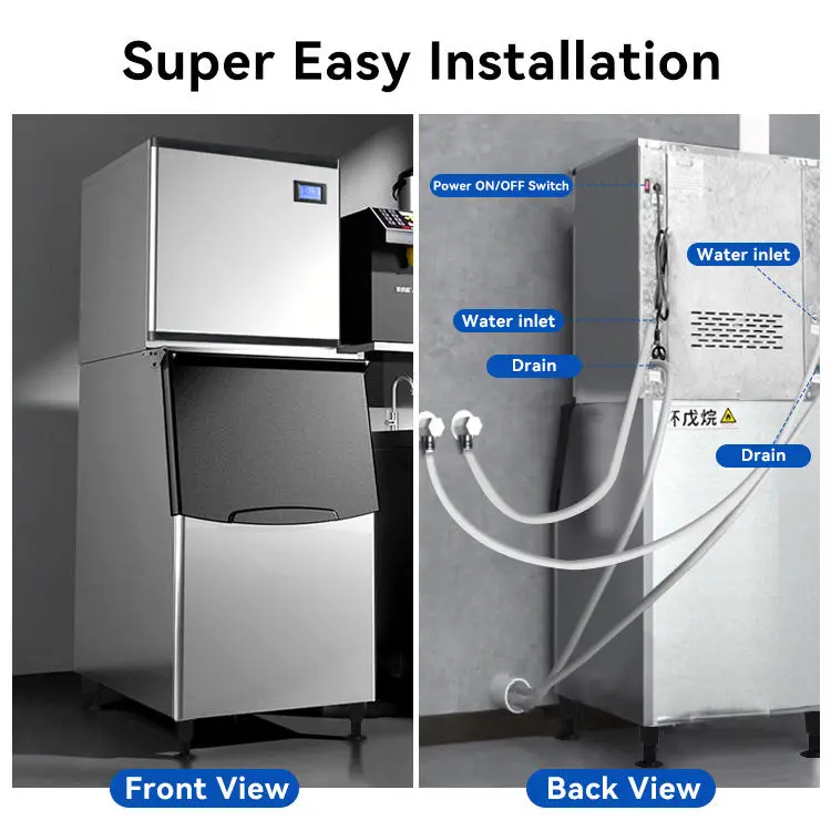 CE ETL Cube Ice Making Machine 450kg/24h Ice Maker Machine Commercial for Business Kitchen Restaurant Refrigeration Equipment — image 6