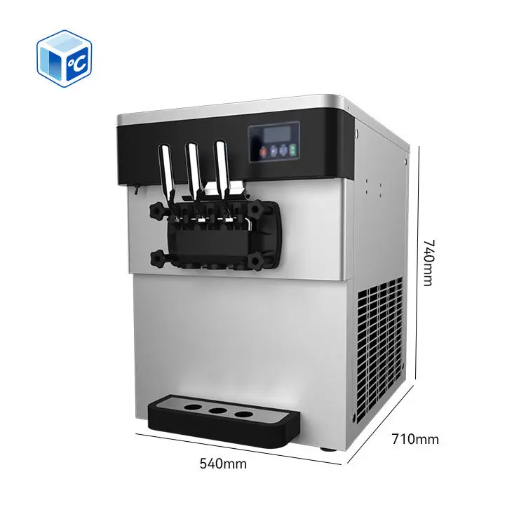 CE ETL Commercial Ice Cream Machines Energy Saving 20-28l/H 304 Stainless Steel 3 Flavor Soft Ice Cream Vending Machine — image 5