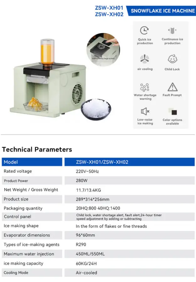Manufacturers Household Snow Ice Cream Machine 60kg/24h Snow Maker Shaved Ice Cream Machine With Color Selection Available — image 6