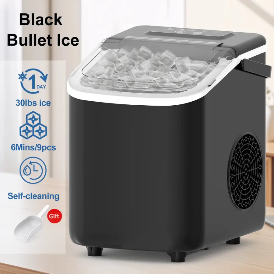 ETL CE Cheapest Bullet Ice Making Machine Black High Capacity Home Ice Maker Machine For Home Kitchen Office Bar Champing — image 4