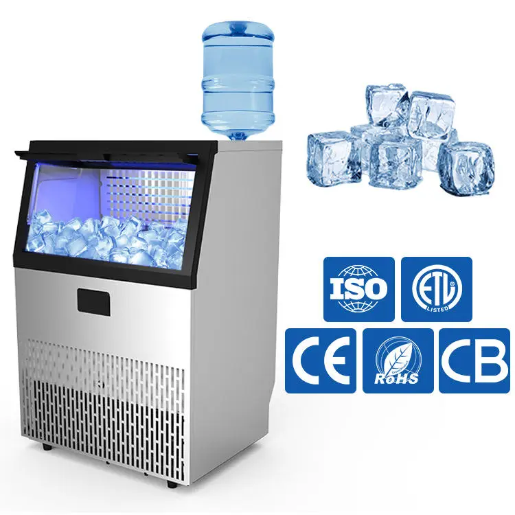 Cheapest Commercial Refrigerator 12.65kg Ice Storage Capacity 55kg/24h Capacity Commercial Ice Maker Machine With Water Bottle — image 7