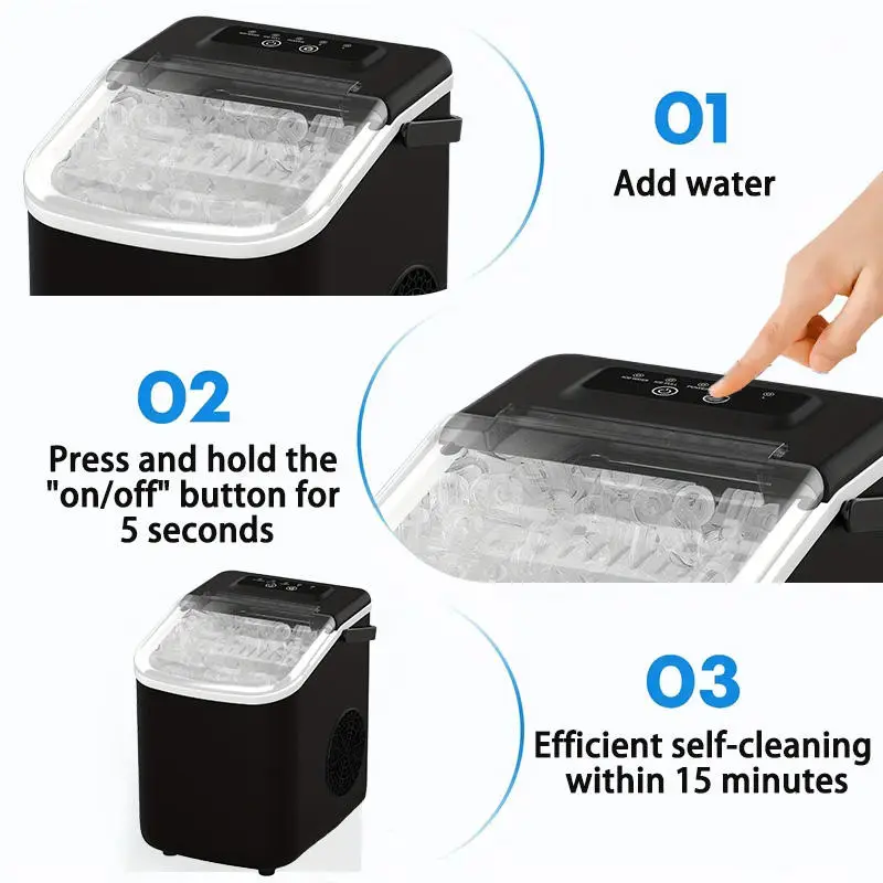 ETL CE Cheapest Bullet Ice Making Machine Black High Capacity Home Ice Maker Machine For Home Kitchen Office Bar Champing — image 6