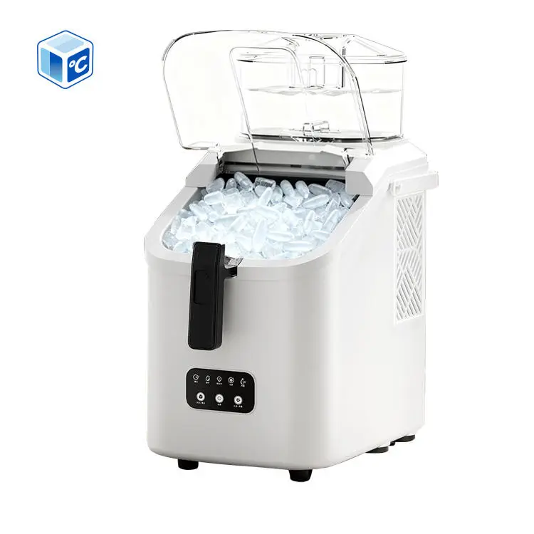 ETL Portable Countertop Ice Maker White Storage Capacity 12kg/24h Auto-Cleaning Bullet Ice Ice Maker Machine Home With H — view 1