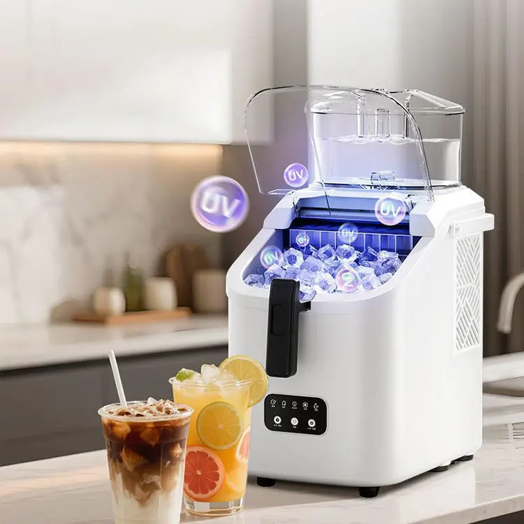 ETL Portable Countertop Ice Maker White Storage Capacity 12kg/24h Auto-Cleaning Bullet Ice Ice Maker Machine Home With Handle — image 5