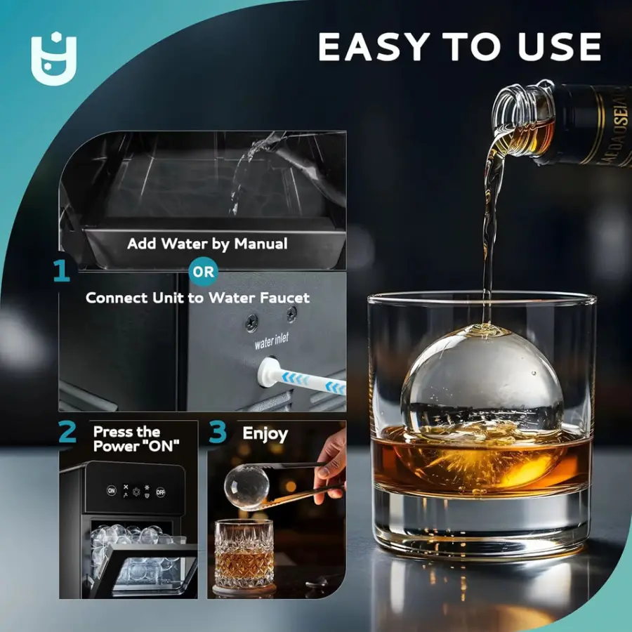 Home Sphere Clear Ice Ball Maker Machine Self-Cleaning 100% Transparent Slow Melting Ice Ball Maker Machine For Bar Automatic — image 6
