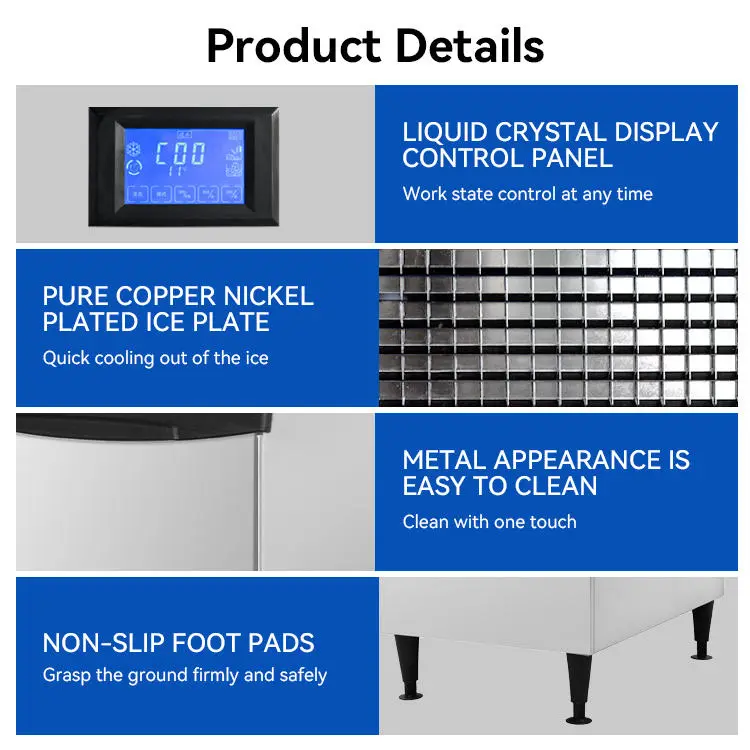 ETL CE Commercial Ice Maker Machine Industrial Freestanding 45kg/24h Ice Maker Cube Shaped Ice For Industrial Business — image 7