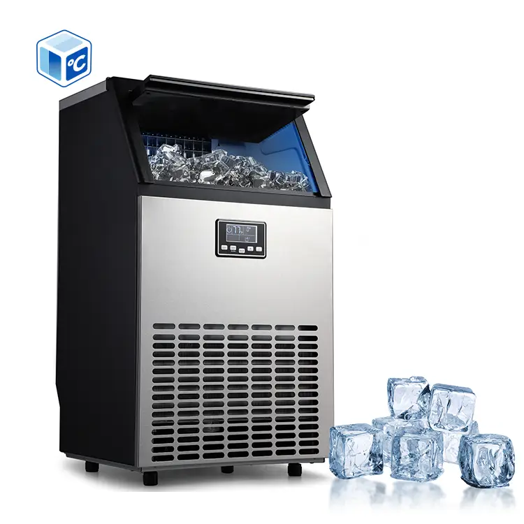 Ice Cube Machine Storage Capacity 15kg 65 Pieces Of Ice Black Stainless Steel Commercial Ice Maker Machine And Water Dispenser — image 3