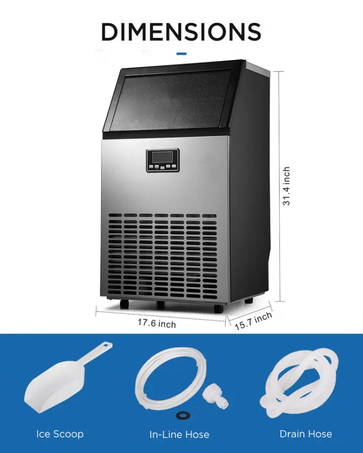 Ice Cube Machine Storage Capacity 15kg 65 Pieces Of Ice Black Stainless Steel Commercial Ice Maker Machine And Water Dispenser — image 7