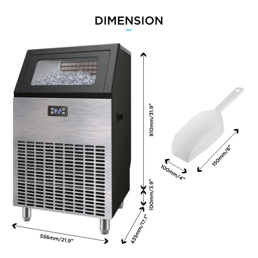 ETL CE Commercial Ice Maker Machine Industrial Freestanding 85kg/24h Ice Maker 90 Ice Cube Shaped Ice For Industrial Business — image 7