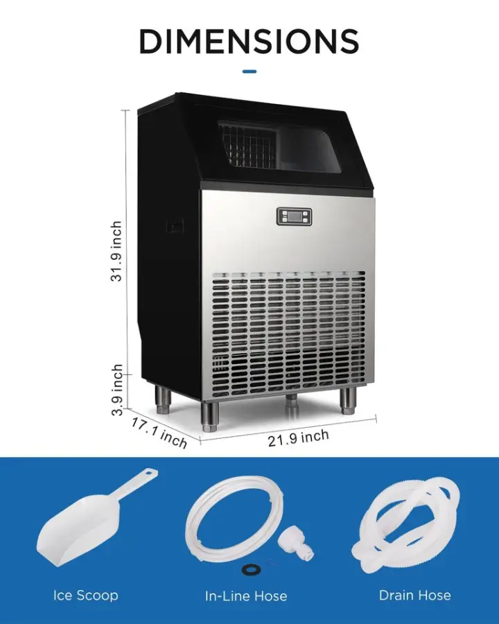 ETL CE Commercial Ice Maker Machine Industrial Freestanding 120 Ice Grid 115kg/24h Ice Maker Cube Shaped Ice For Cube IceMachine — image 7