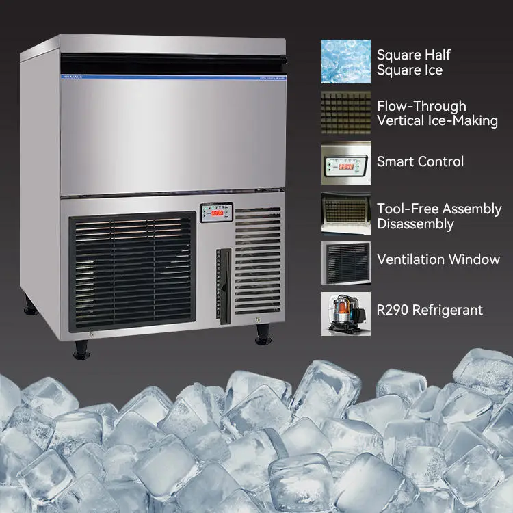 CE ETL Certified Commercial Ice Tube Machine 30kg Automatic 28*28*32mm 48*48*58mm Big Tube Ice Making Machine 660*670*860mm — image 6