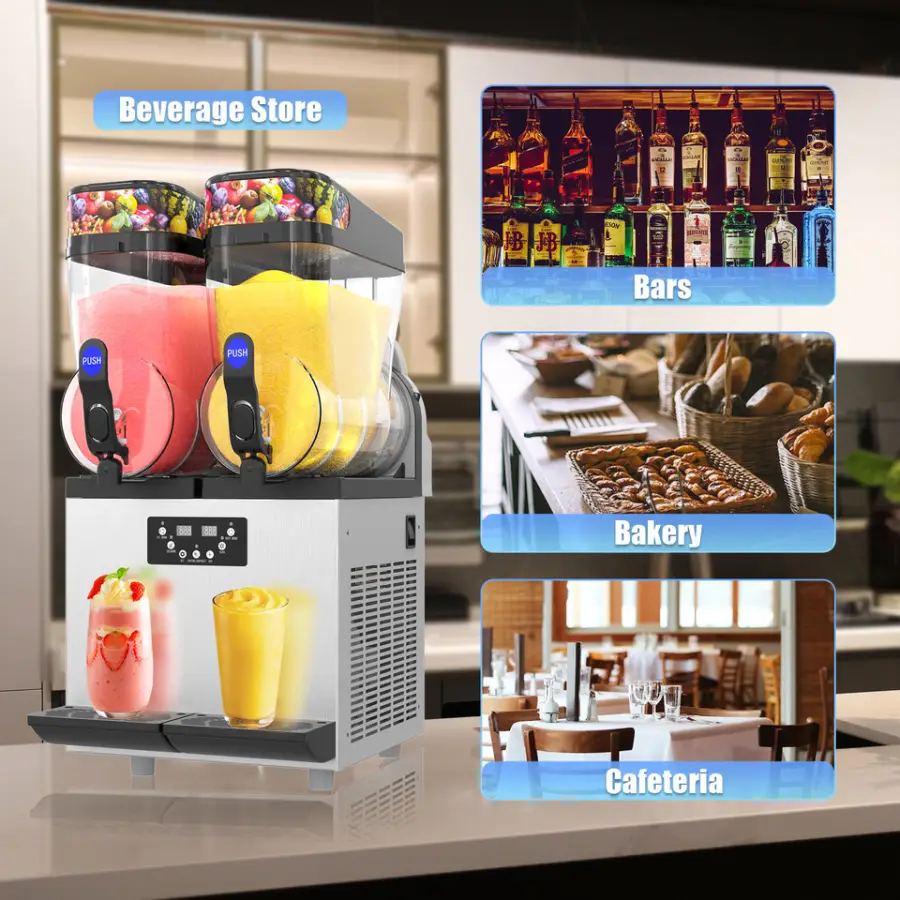 Commercial Slushy Maker Machine 2 Cylinder 12L*2 201 Stainless Steel Slush Machine Frozen Drink For Commercial — image 3