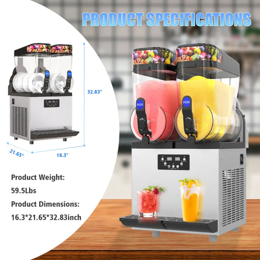 Commercial Slushy Maker Machine 2 Cylinder 12L*2 201 Stainless Steel Slush Machine Frozen Drink For Commercial — image 5