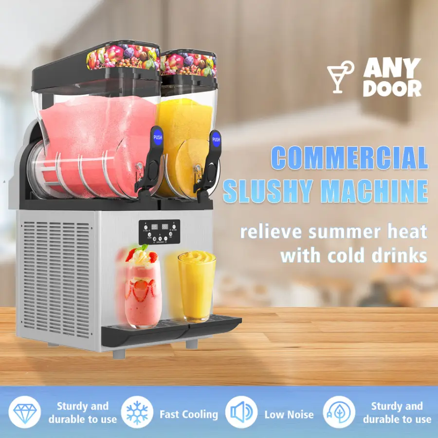 Commercial Slushy Maker Machine 2 Cylinder 12L*2 201 Stainless Steel Slush Machine Frozen Drink For Commercial — image 6