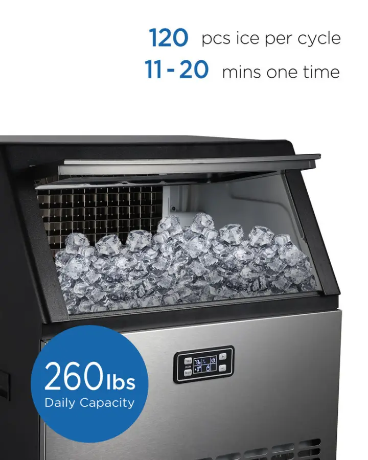 ETL CE Commercial Ice Maker Machine Industrial Freestanding 120 Ice Grid 115kg/24h Ice Maker Cube Shaped Ice Manufacture — view 3