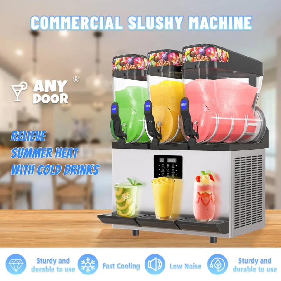 Commercial Slushy Maker Machine Commercial Slushie Machine Frozen Drink Mix 3 Cylinder 12L*3 Ice Shaver Machine For Business — image 3