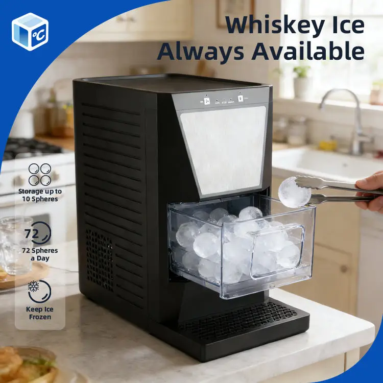 CE CB ETL High Efficiency Ice Ball Maker Machine Automatic Operation Size 55MM/50MM Clear Sphere Sphere Ice Machine 72pcs/day — image 3