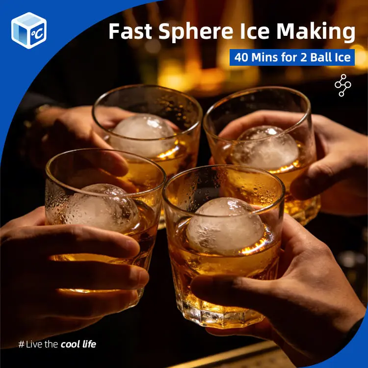 CE CB ETL High Efficiency Ice Ball Maker Machine Automatic Operation Size 55MM/50MM Clear Sphere Sphere Ice Machine 72pcs/day — image 4