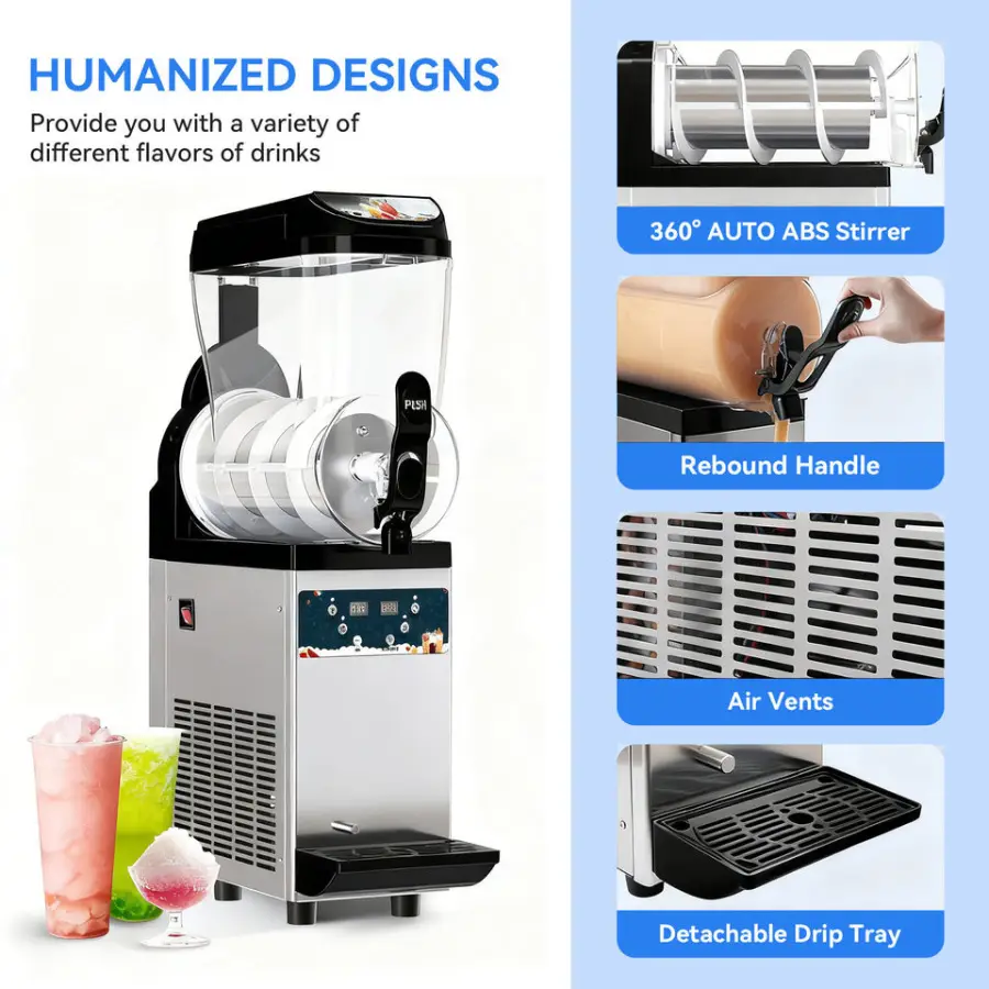Commercial Slushy Machine Frozen Drink Single Cylinder Slush Machine Ice Shaver Machine Slushie Machine Frozen Drink LED Digital — image 3