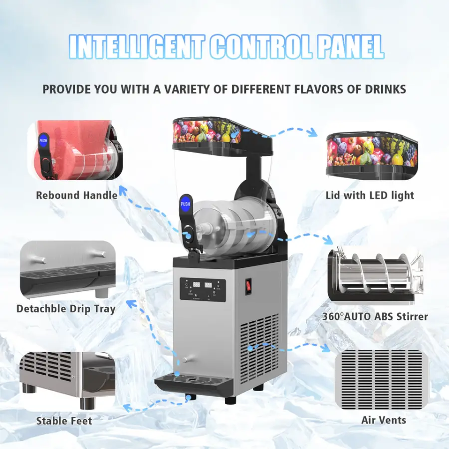 Commercial Slushy Machine Frozen Drink Single Cylinder Slush Machine Ice Shaver Machine Slushie Machine Frozen Drink LED Digital — image 4