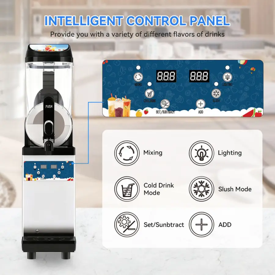 Commercial Slushy Machine Frozen Drink Single Cylinder Slush Machine Ice Shaver Machine Slushie Machine Frozen Drink LED Digital — image 5