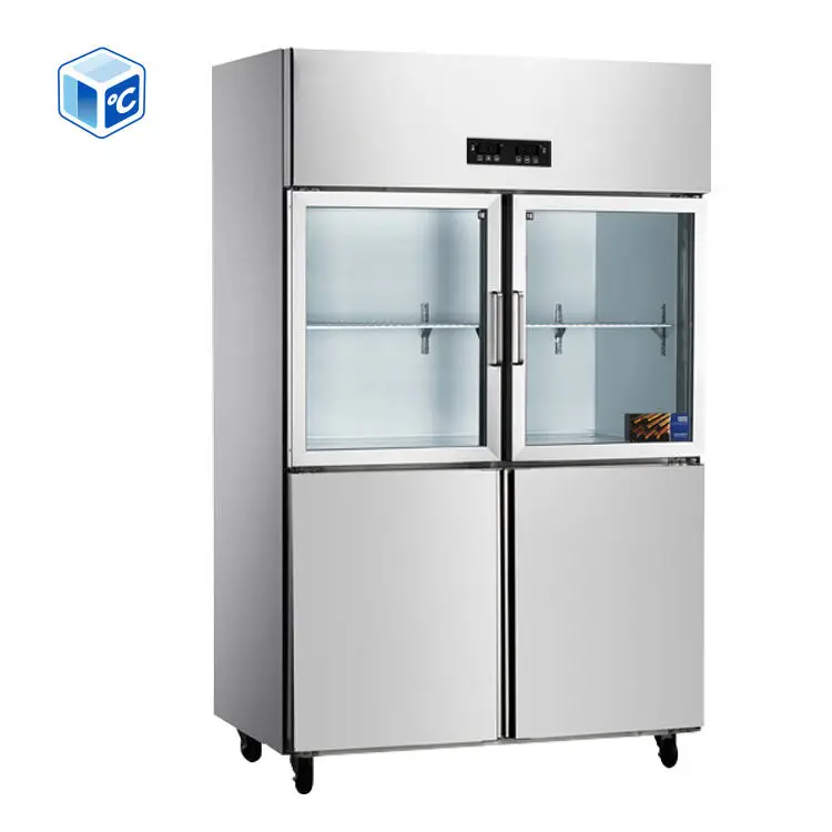 ETL CE Certificate Commercial Refrigeration Stainless Steel Direct Cooling Four Door Double Temperature Freezer Refriger — view 1