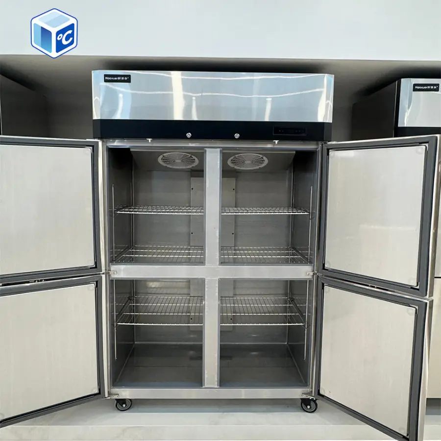 Factory Price Stainless Steel Air Cooling Four Door Dual Temperature Kitchen Refrigerator Vertical Commercial Kitchen Freezer — image 3