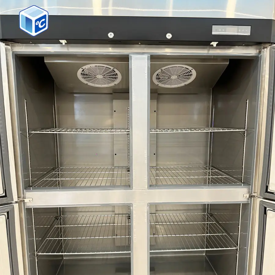 Factory Price Stainless Steel Air Cooling Four Door Dual Temperature Kitchen Refrigerator Vertical Commercial Kitchen Freezer — image 4